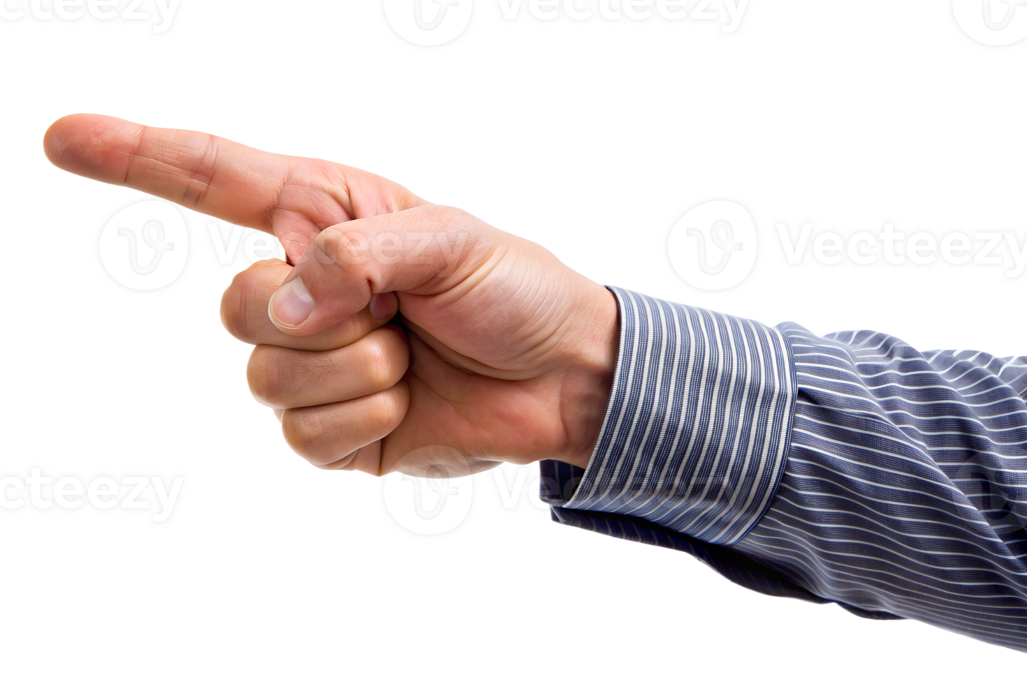 A hand pointing isolated on translucent background. AI-generated png