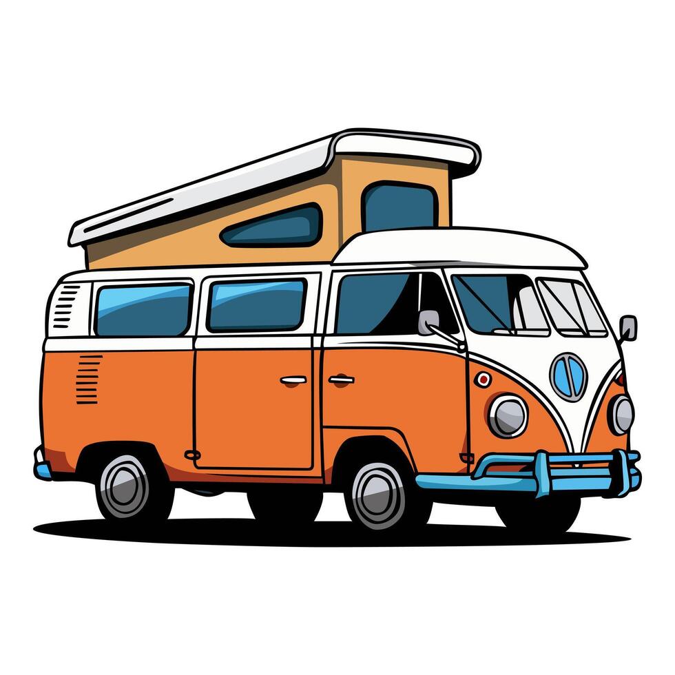 Retro van isolated on white background. Retro hippie van concept. vector