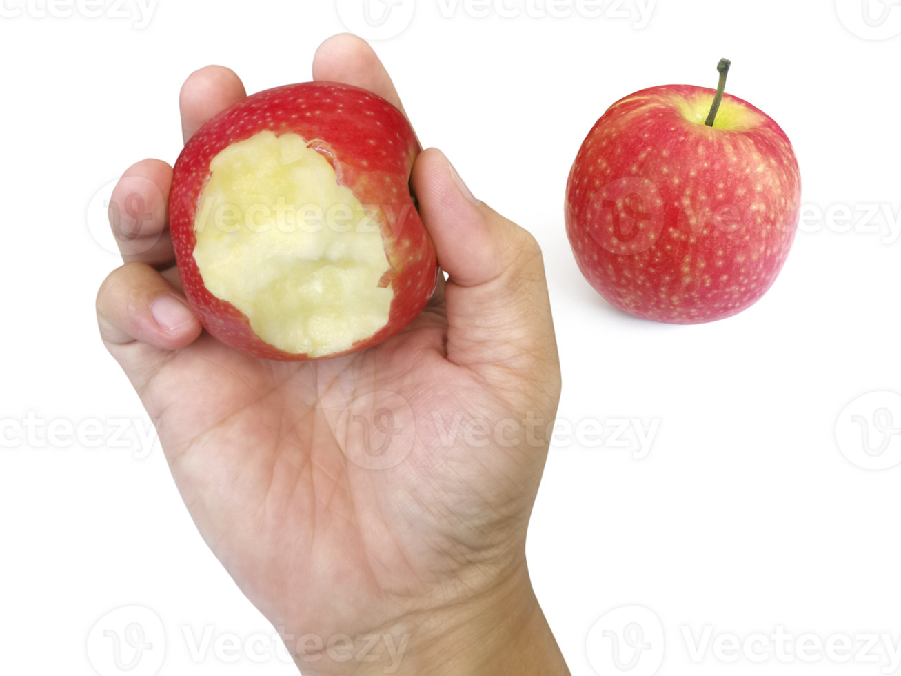hand holding red apple, transparent background png