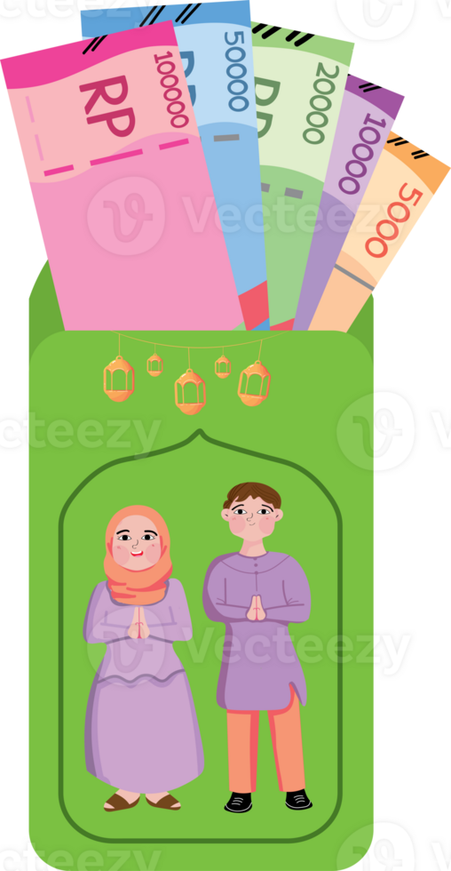 Indonesian rupiah in an envelope png