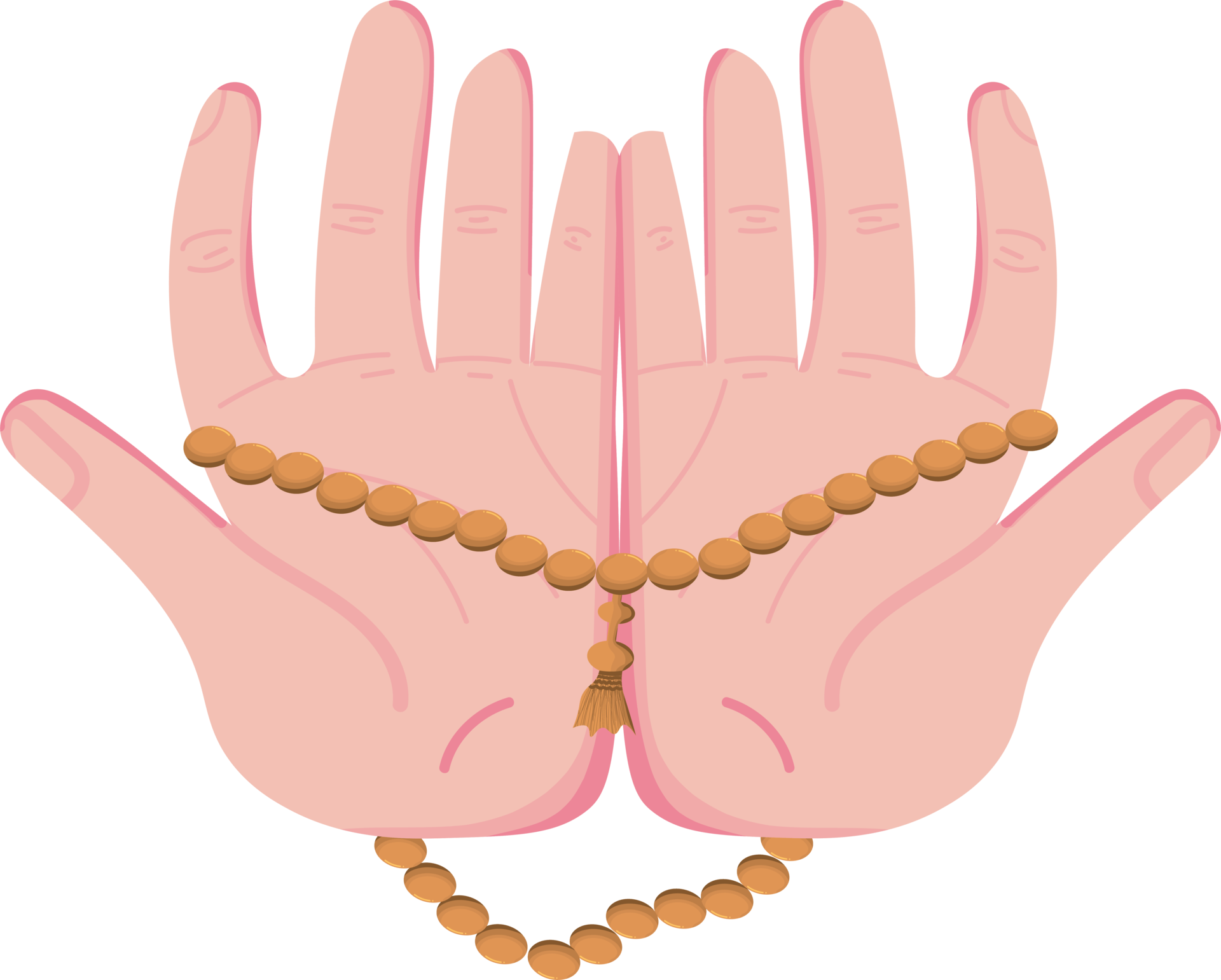 Muslim holding prayer beads aka tasbih counting tool for zikr in islam