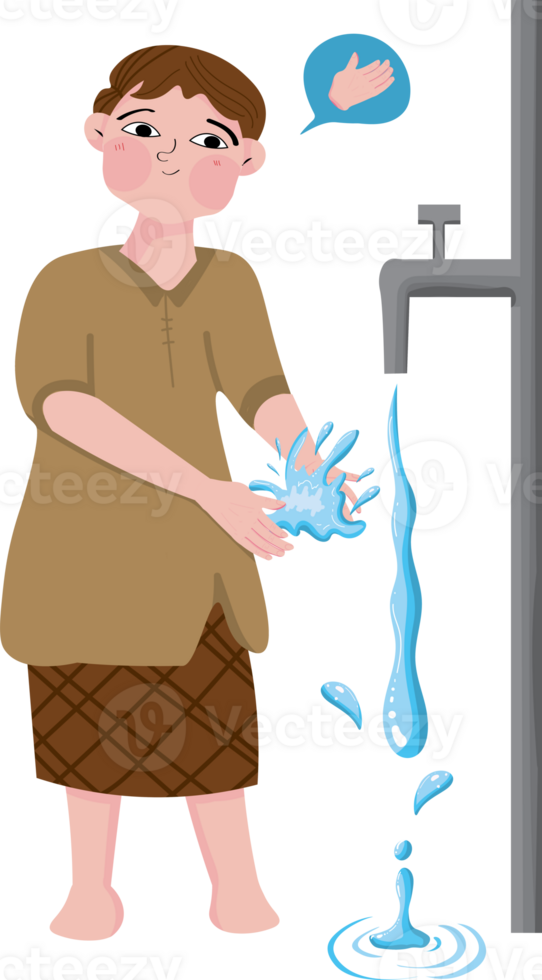 Educational series about wudu step by step png