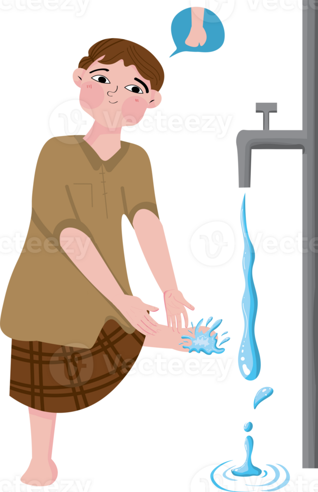 Ablution wudhu steps for children png