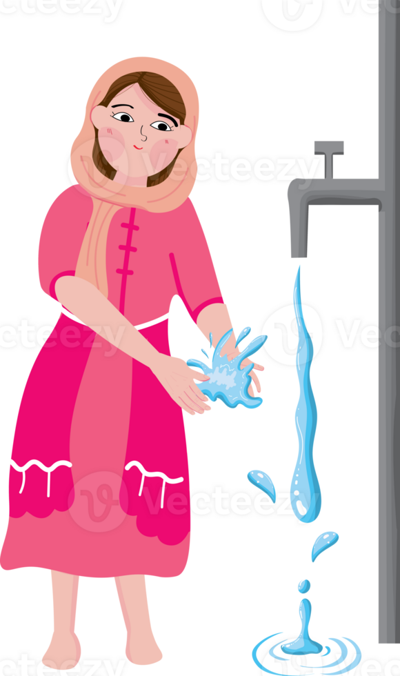 Ablutions or Wudu' steps tutorial png