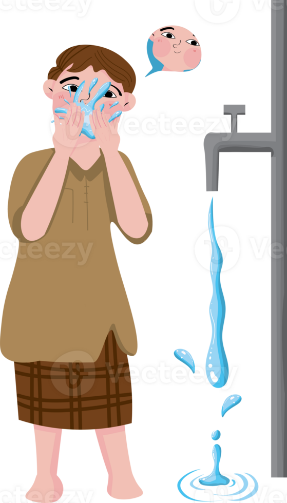 Educational series about wudu step by step png