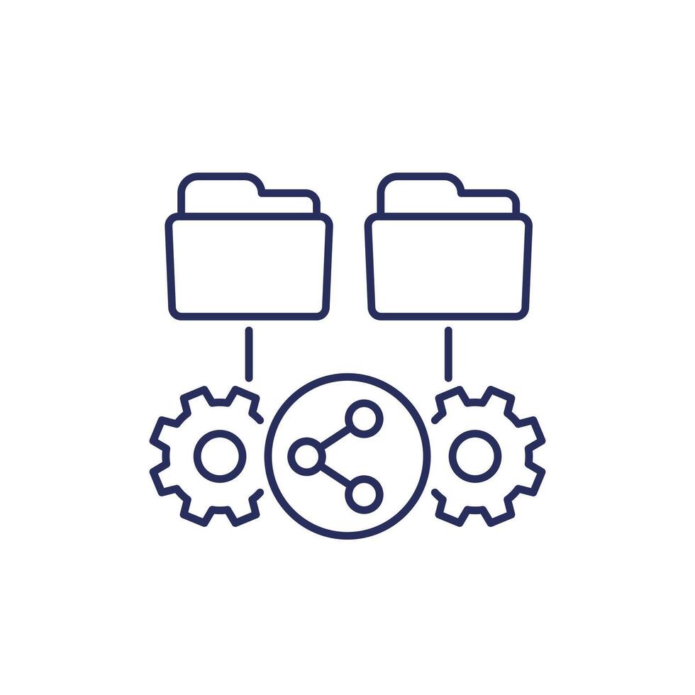 share files line icon with folders vector