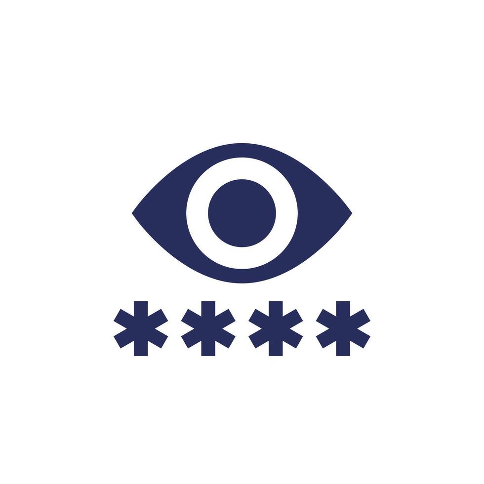 Parental control icon with a password and eye, pictogram vector