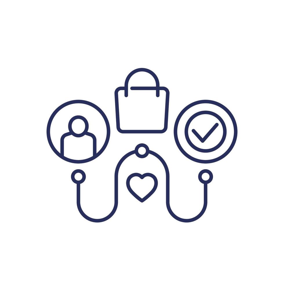 Customer journey line icon, vector