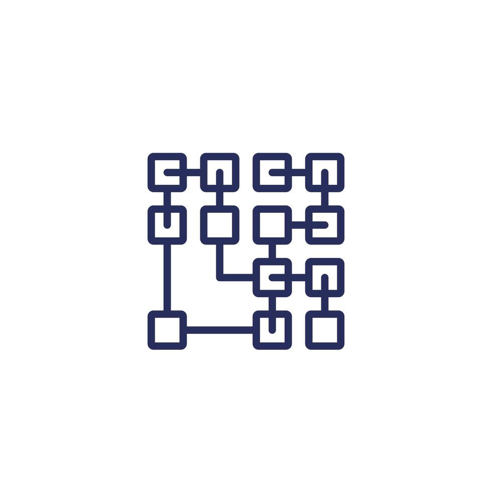 clusters line icon on white vector