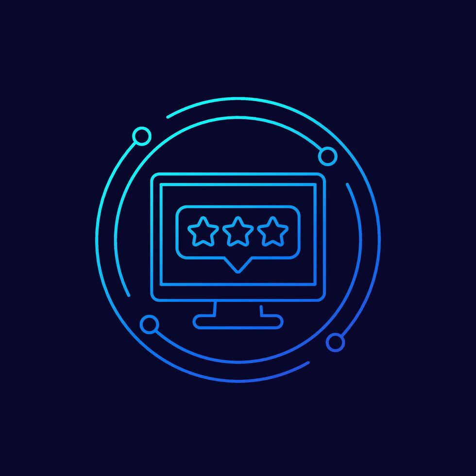 feedback and rating icon, linear design vector