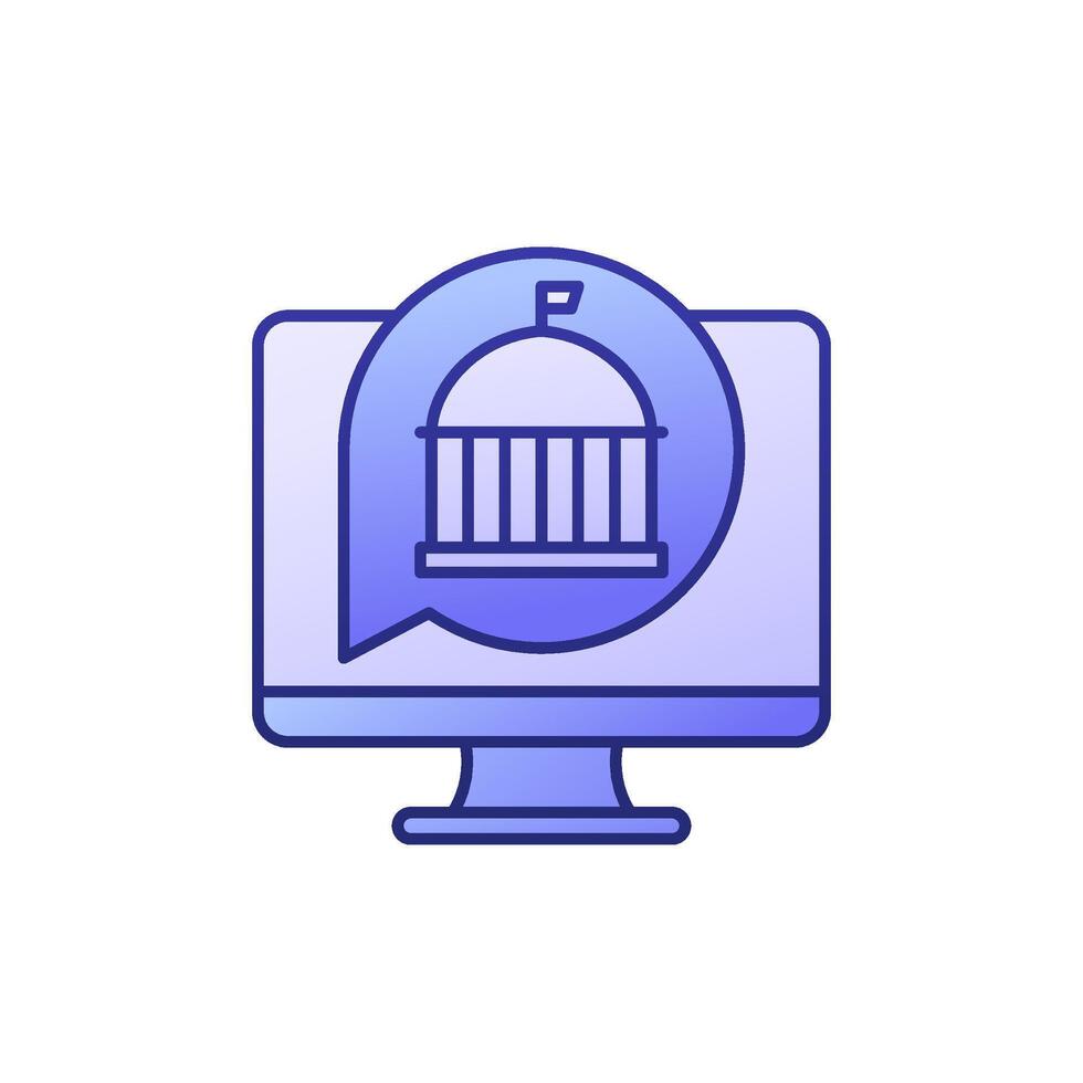 Electronic government, digital transformation icon with outline vector