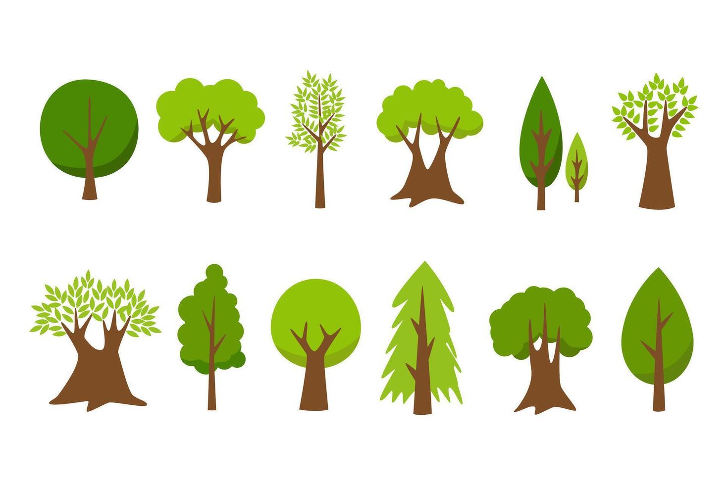 Collection of trees. tree set isolated on white background. vector