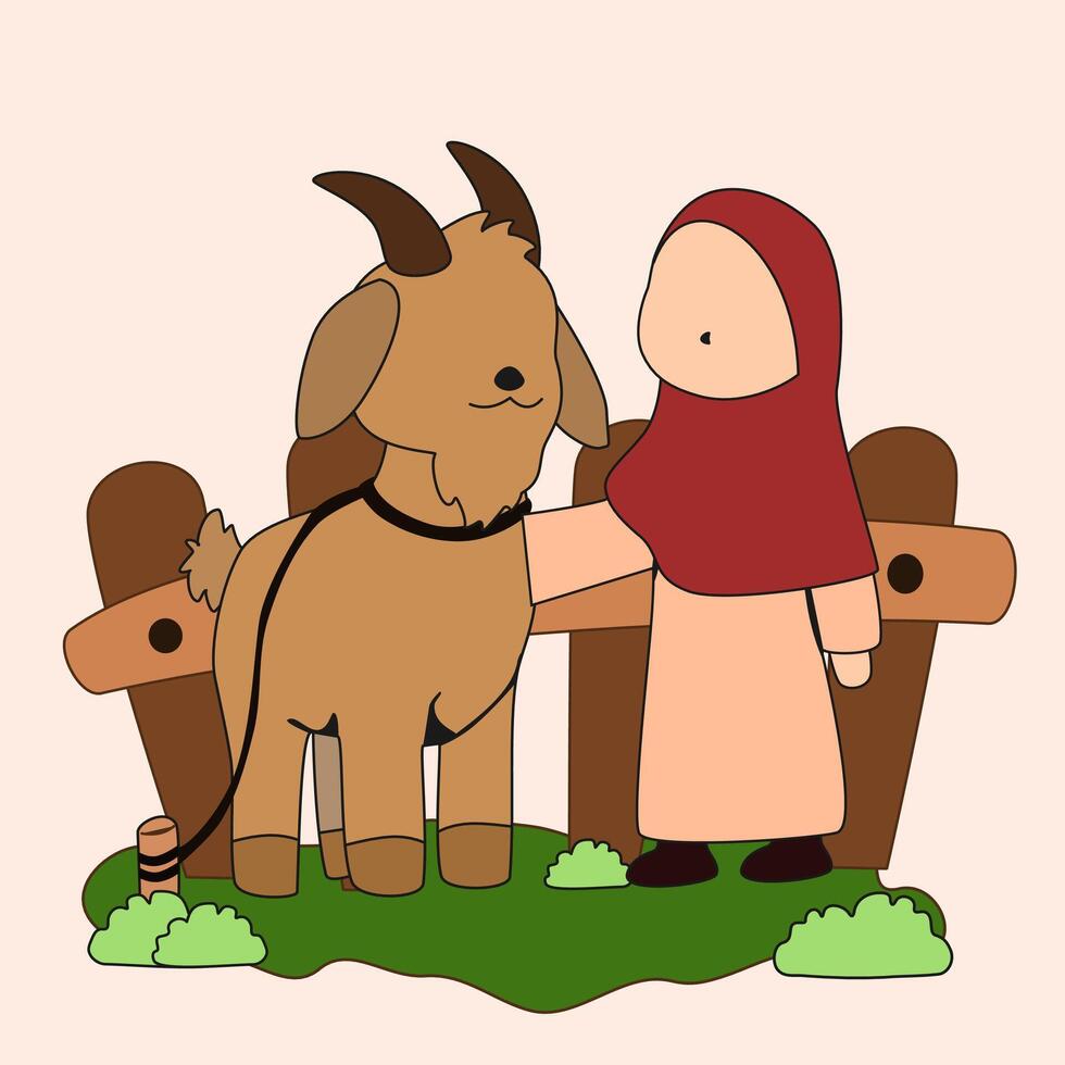 a cartoon goat and a woman standing next to each other vector