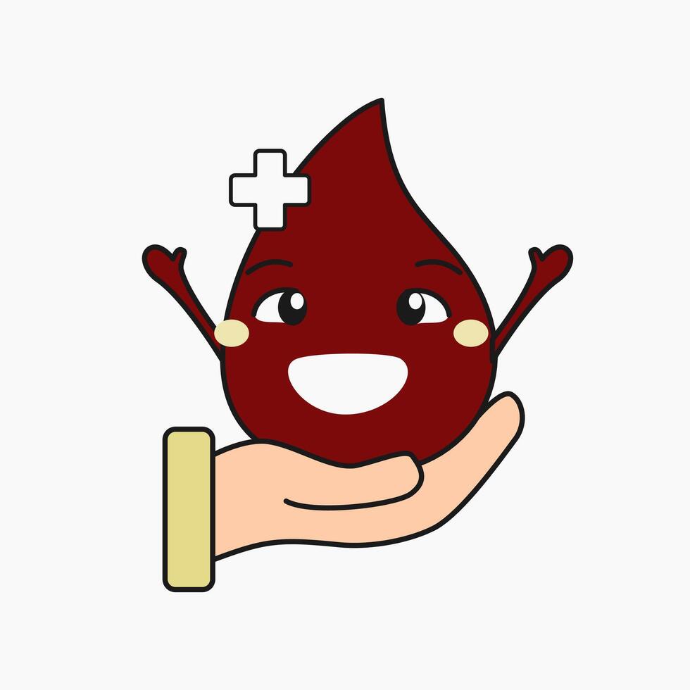 a cartoon blood drop with a cross on it vector