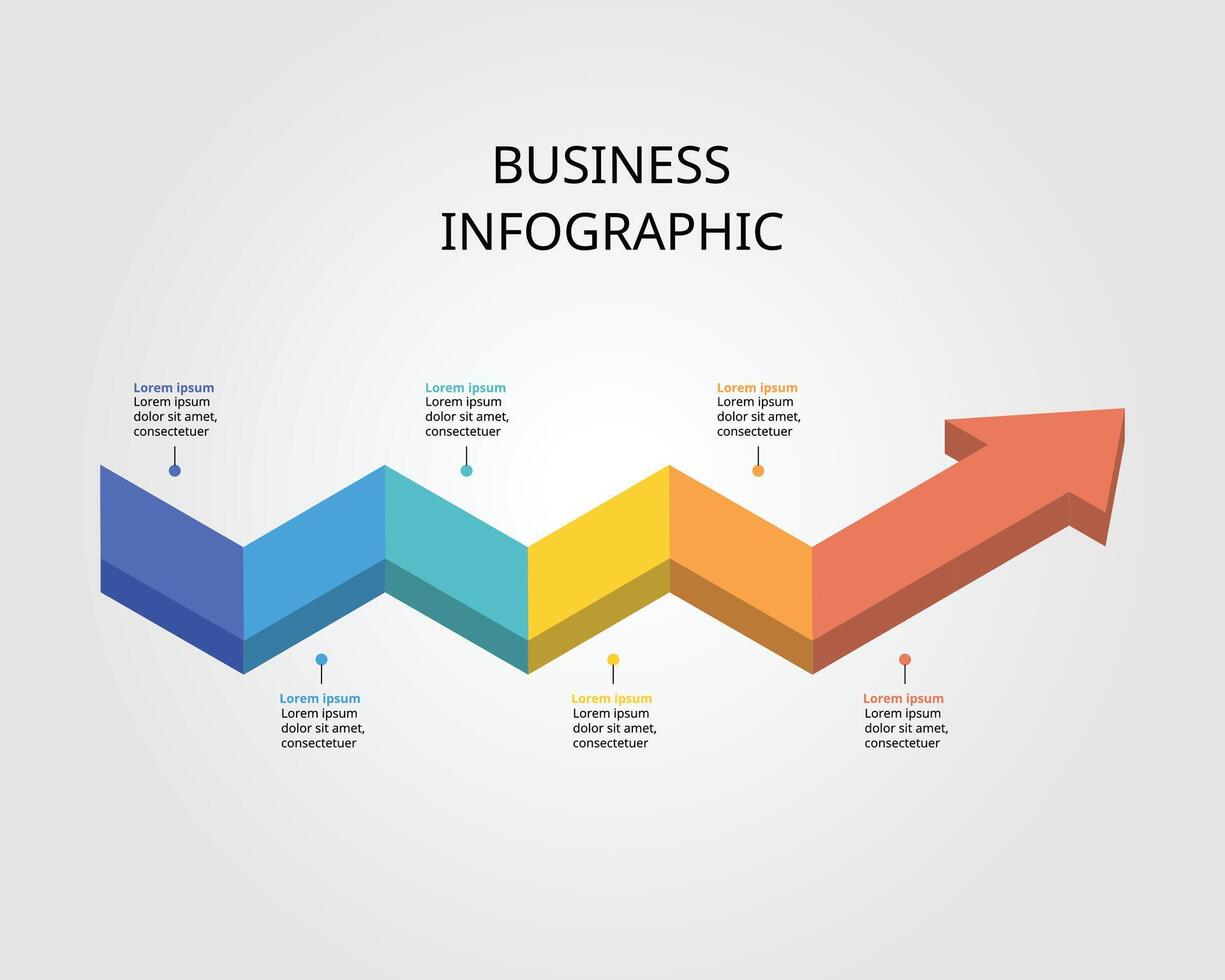 timeline arrow step chart template for infographic for presentation for 6 element vector