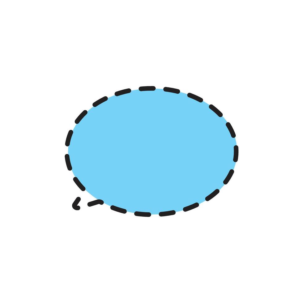 Blue speech balloon dash line art vector