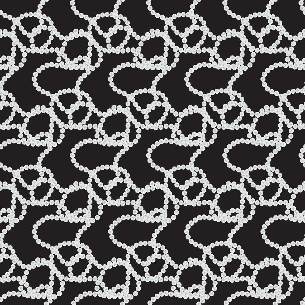Pearl necklace on a black background. Seamless pattern. illustration. vector