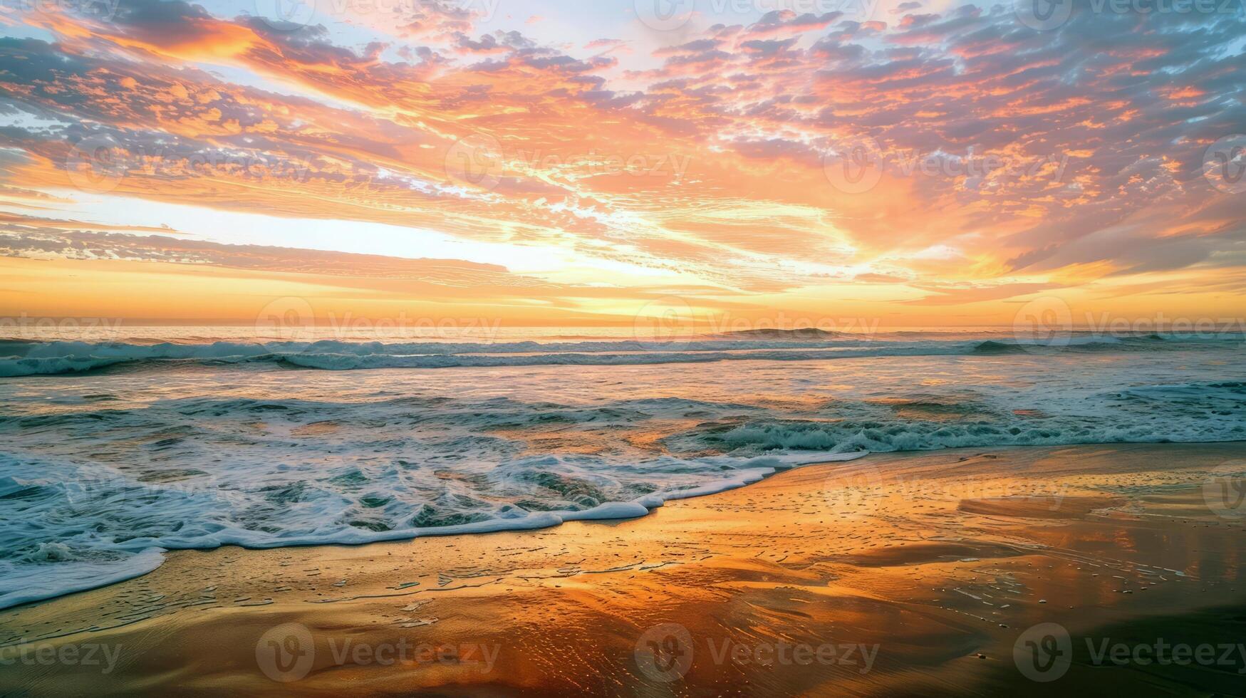 Sunset painting the sky with hues of orange, pink, and purple, signaling the end of summer day photo