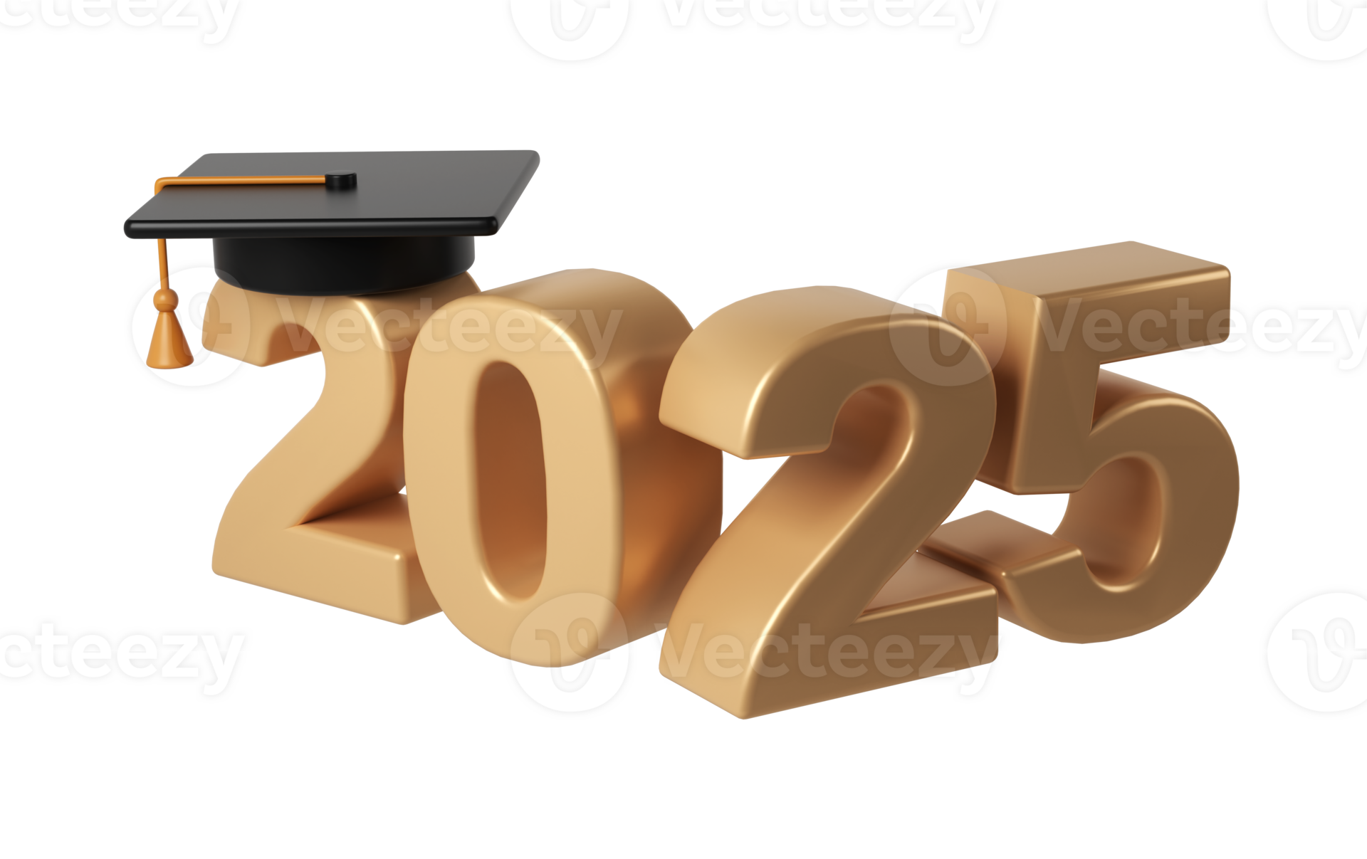 Class of 2025 3d icon. Congratulation graduates design template with