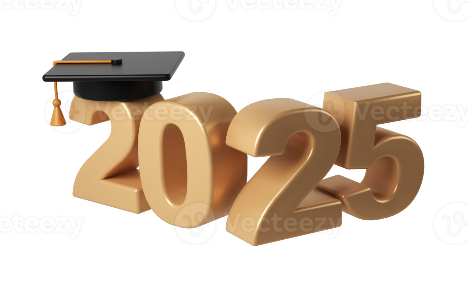 Class of 2025 3d icon. Congratulation graduates design template with