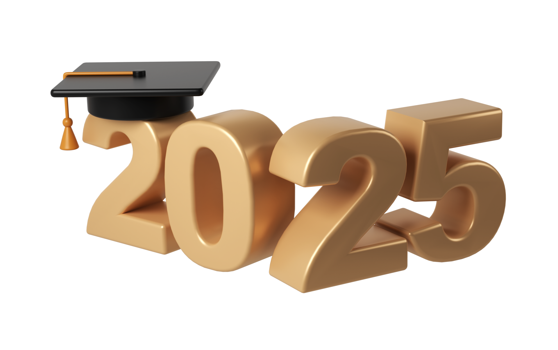 Class of 2025 3d icon. Congratulation graduates design template with