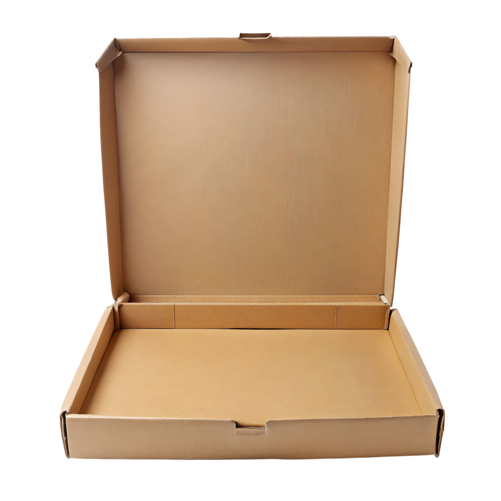 An Empty Opened Cardboard Pizza Box - Mockup png