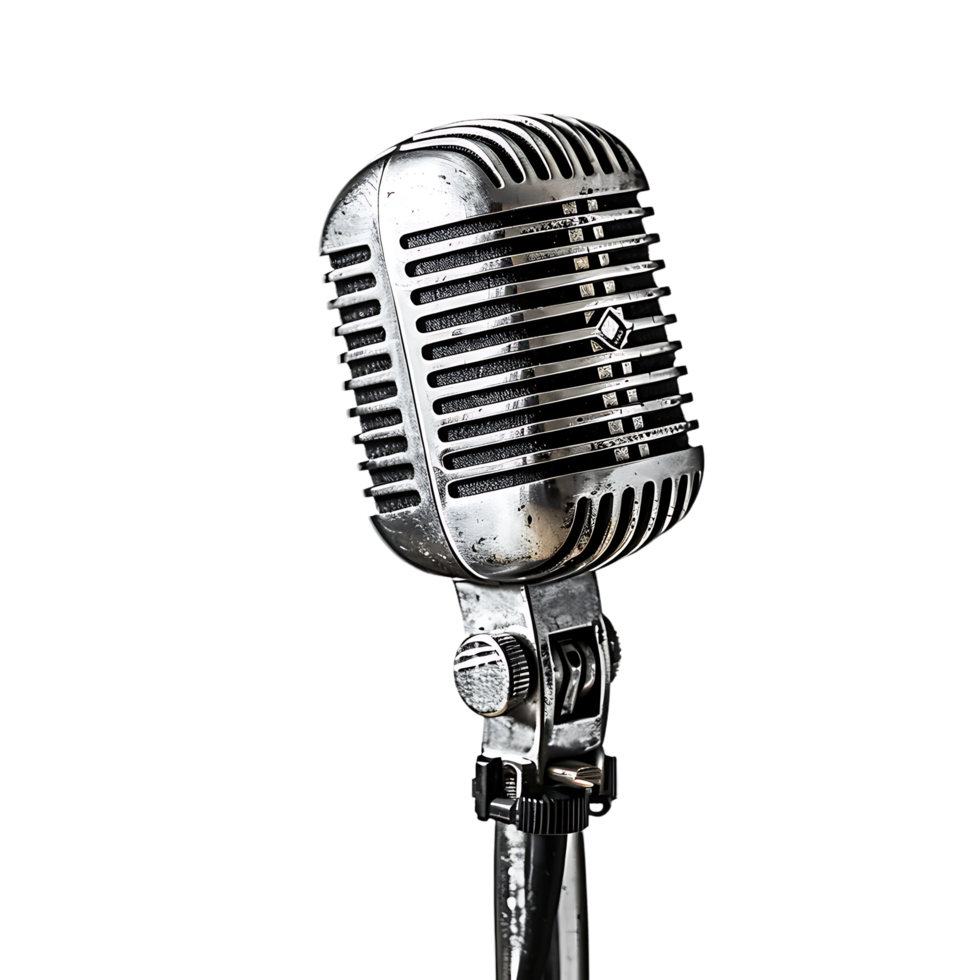 Silver Microphone on transparent Background png