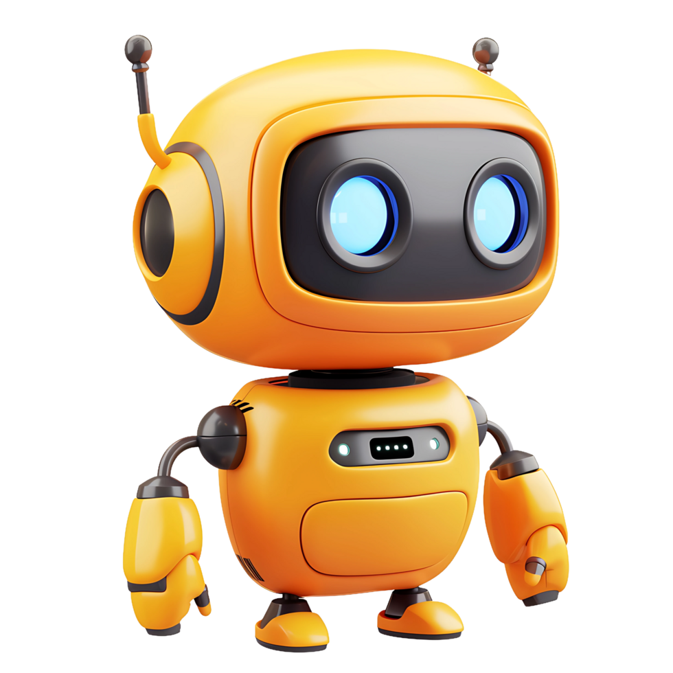 3d artificial intelligence chatbot orange on transparent background png