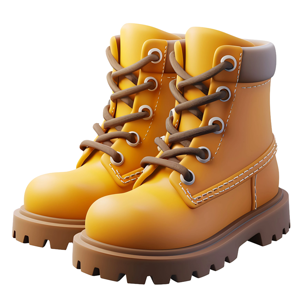 a pair of 3d brown boots on transparent background png