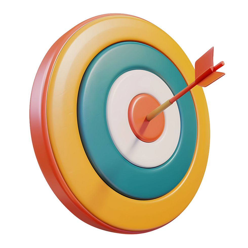 3d illustration of bullseye with arrow icon on transparent background png