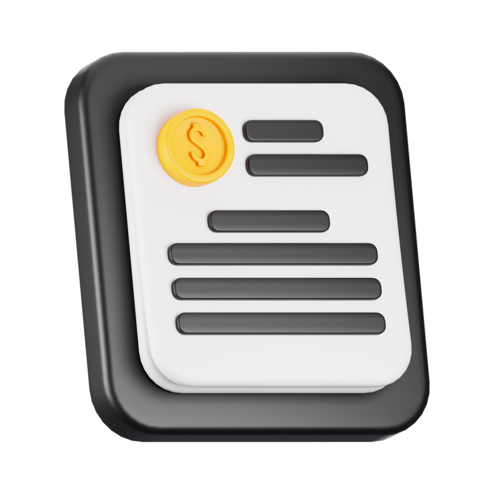 3d rendering document icon. 3d business icon concept png