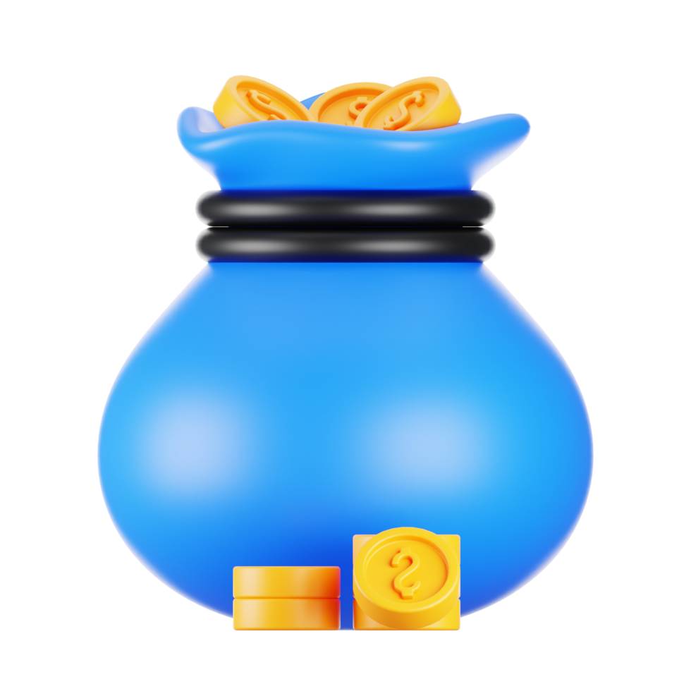 3d rendering money bag icon. 3d business icon concept png