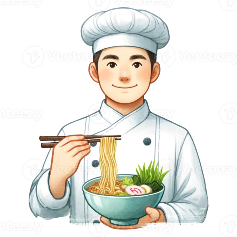 Japanese food chef watercolor clipart png