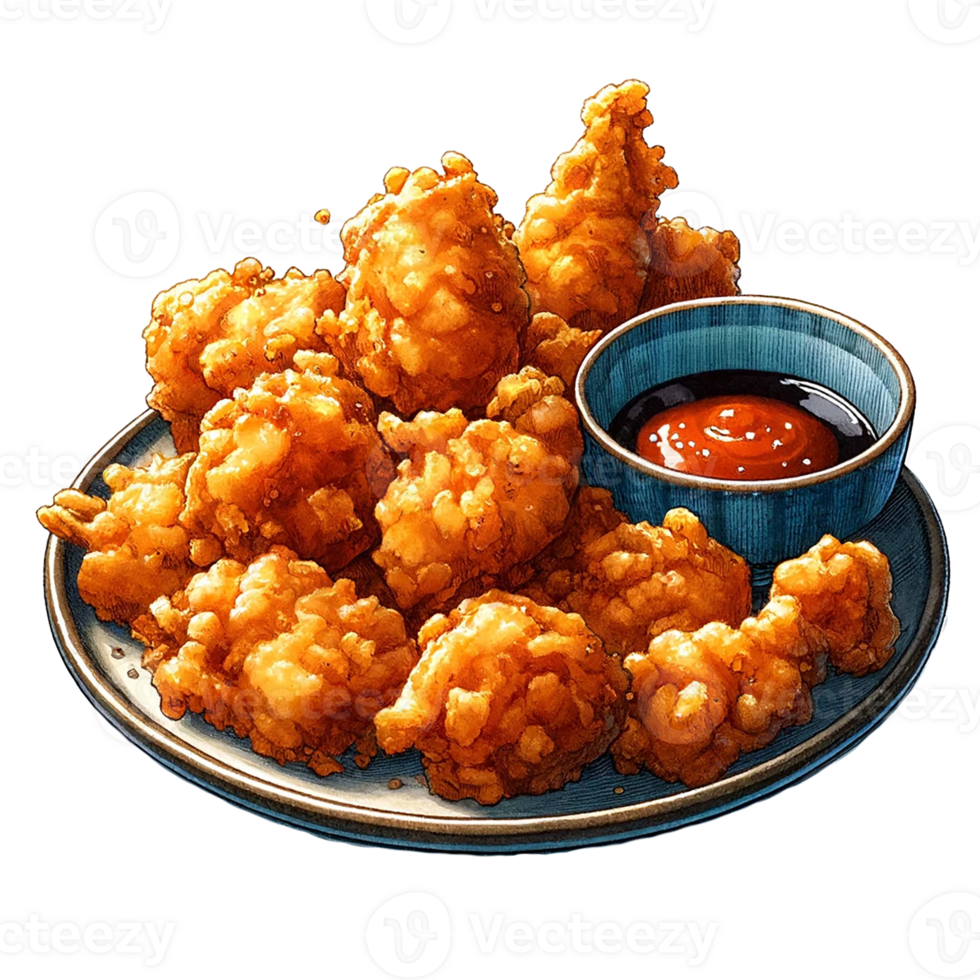 Beliebt japanisch Speisekarte Karaage mit Soße Aquarell Clip Art ...