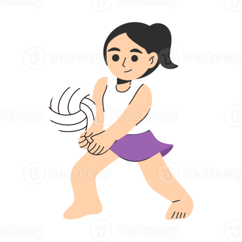 Girl playing volleyball illustration png