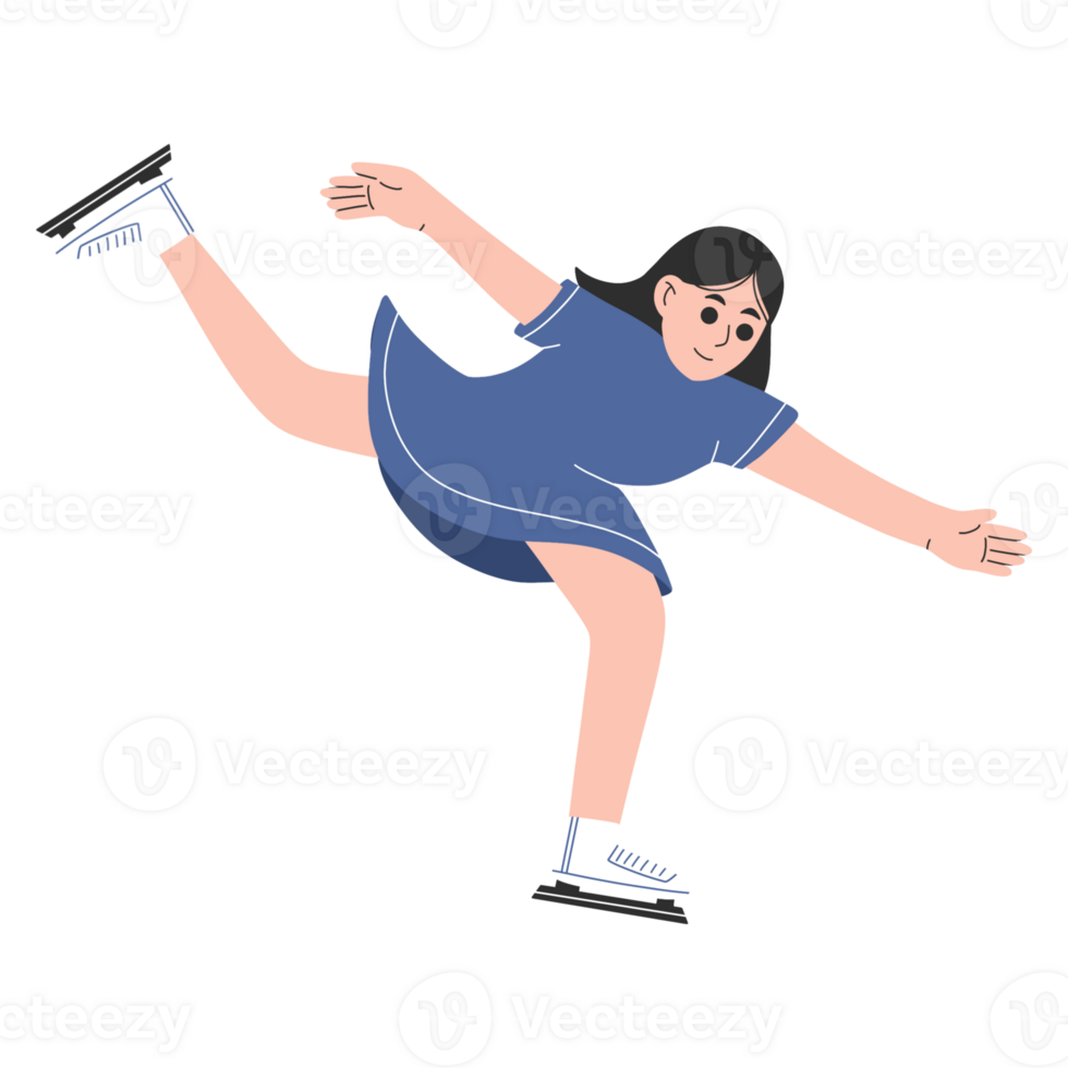 Ice skating girl illustration png