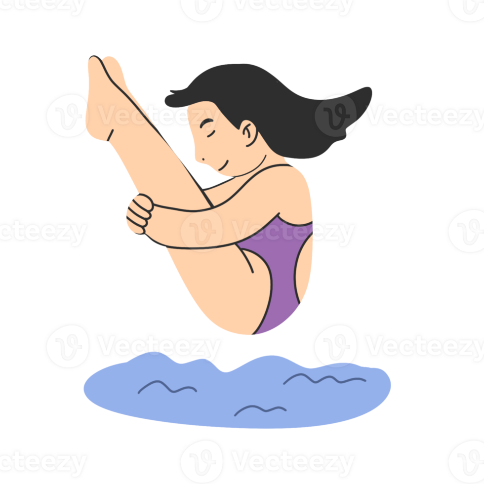 Girl swimming illustration png