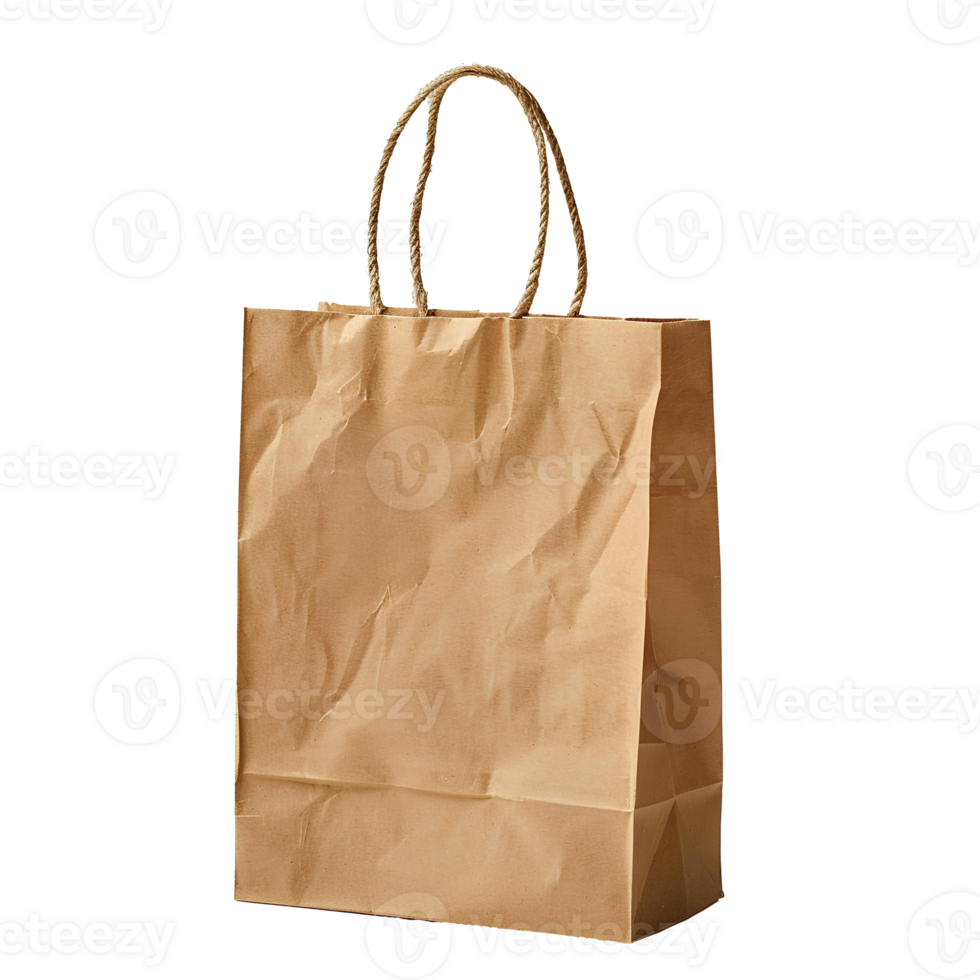 Brown paper bag. Paper shopping bag isolated. Zero plastic waste carton shopping bag. Eco friendly substitute to plastic bags png