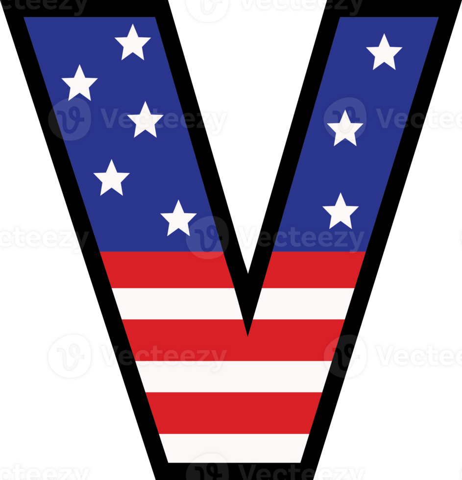 American flag alphabets and number 4th of July Indedendence day png