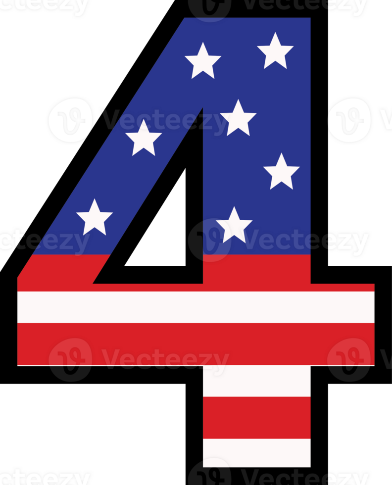 American flag alphabets and number 4th of July Indedendence day png