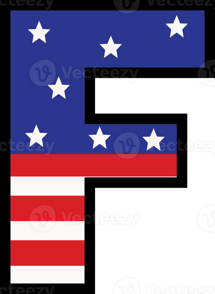 American flag alphabets and number 4th of July Indedendence day png