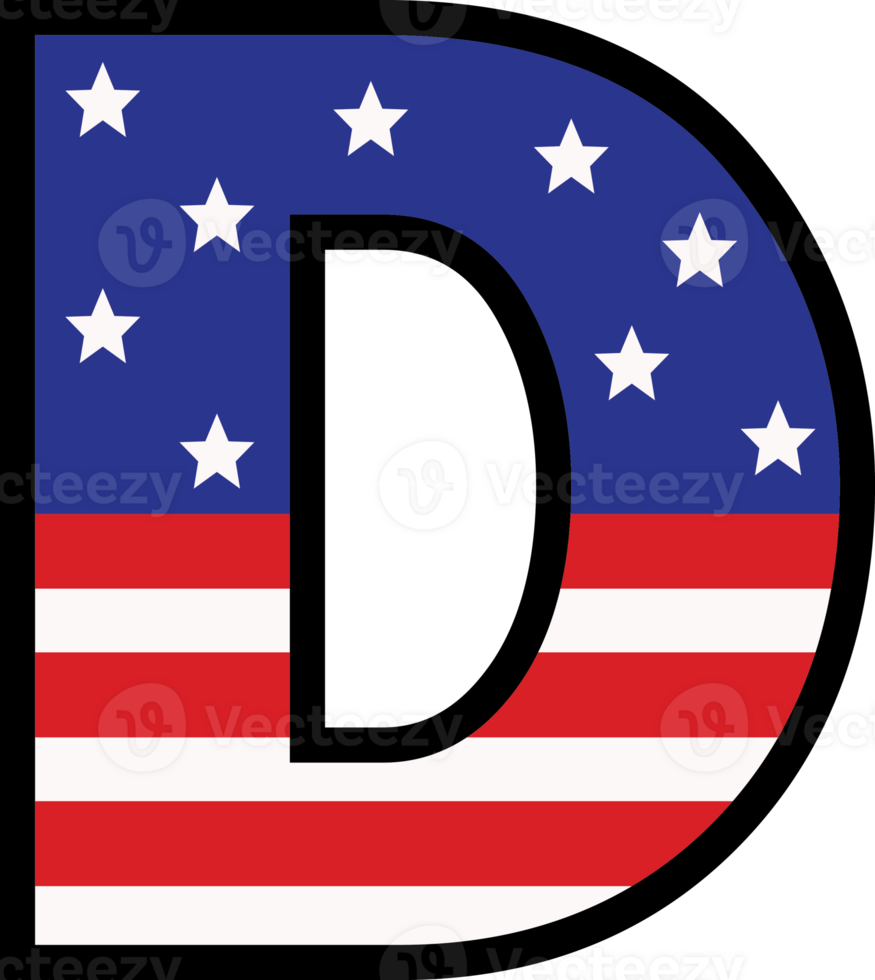American flag alphabets and number 4th of July Indedendence day png