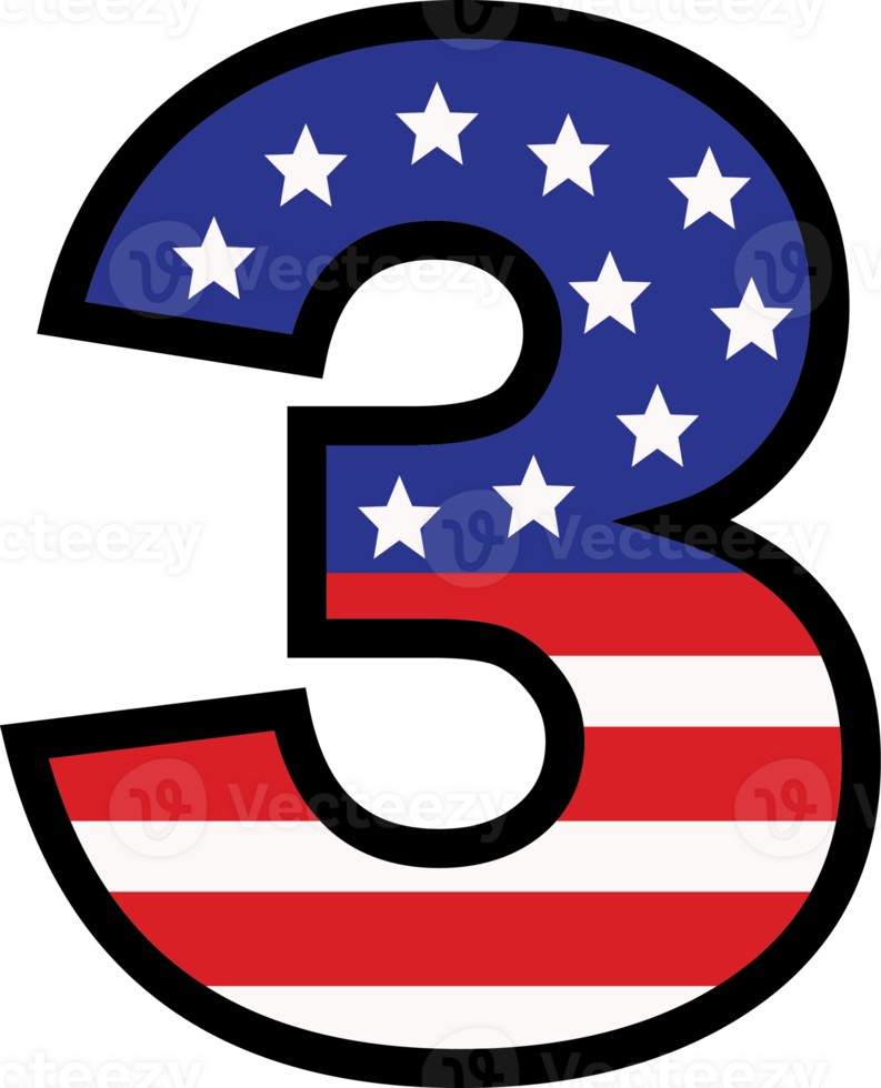 American flag alphabets and number 4th of July Indedendence day png