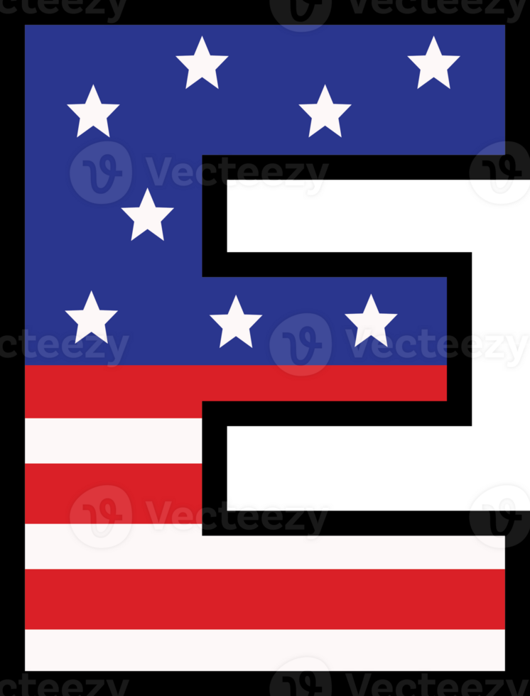 American flag alphabets and number 4th of July Indedendence day png