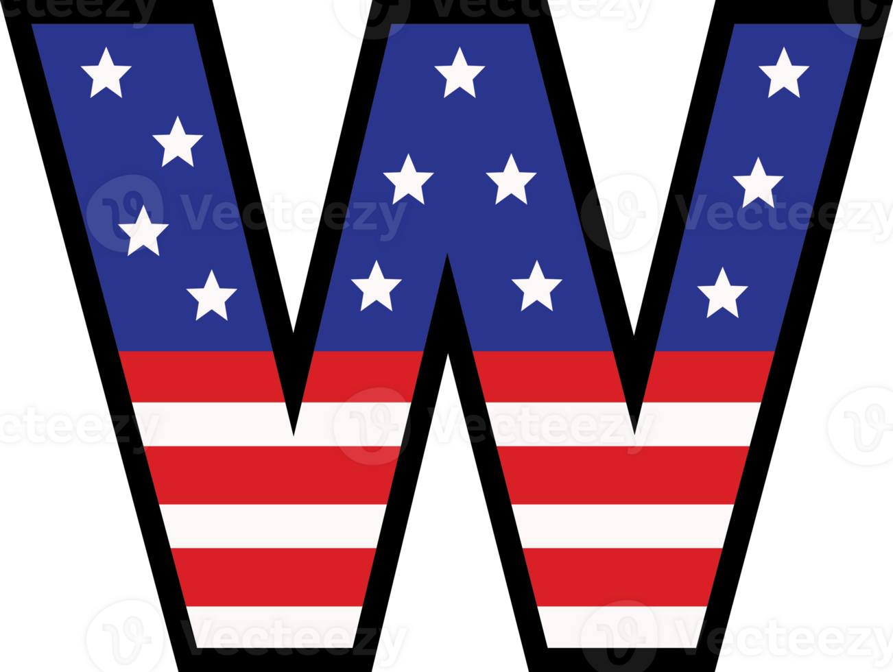 American flag alphabets and number 4th of July Indedendence day png