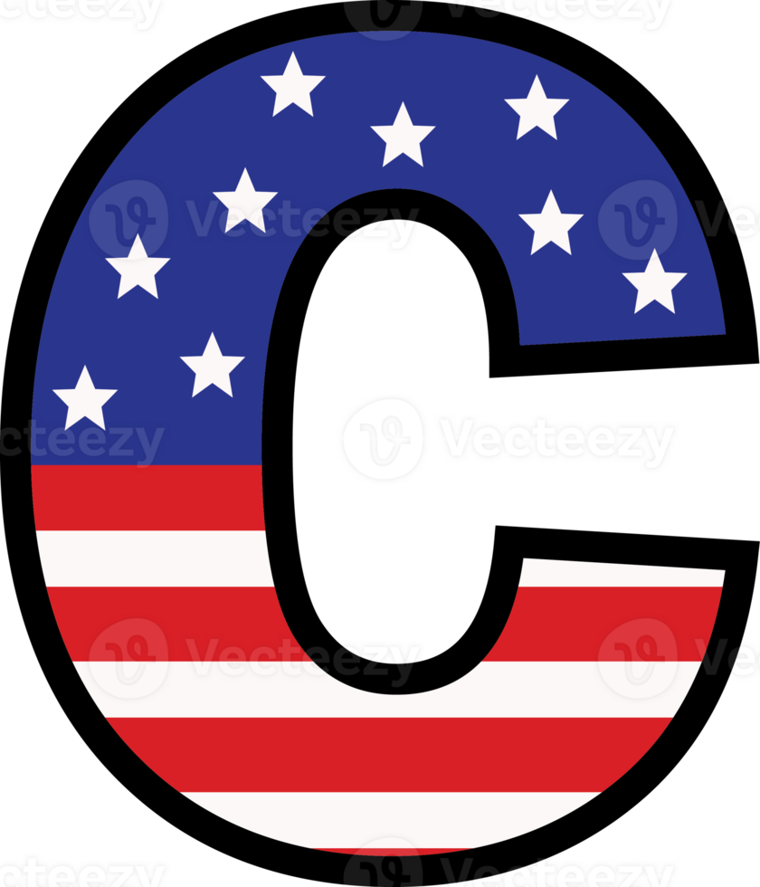 American flag alphabets and number 4th of July Indedendence day png