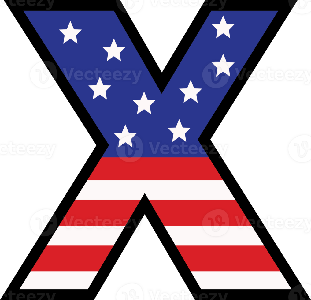 American flag alphabets and number 4th of July Indedendence day png