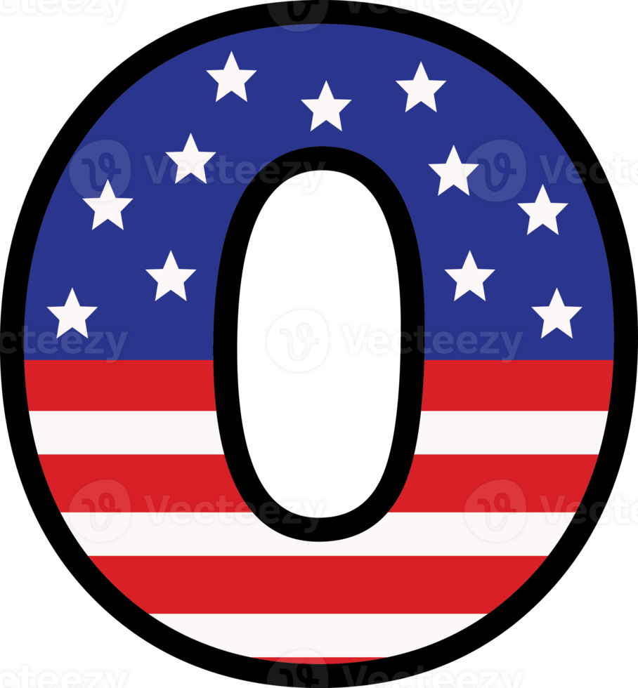 American flag alphabets and number 4th of July Indedendence day png