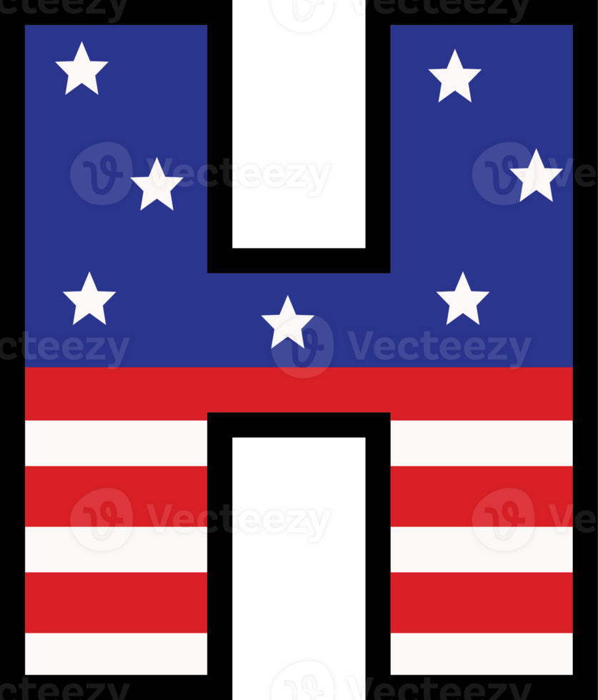 American flag alphabets and number 4th of July Indedendence day png