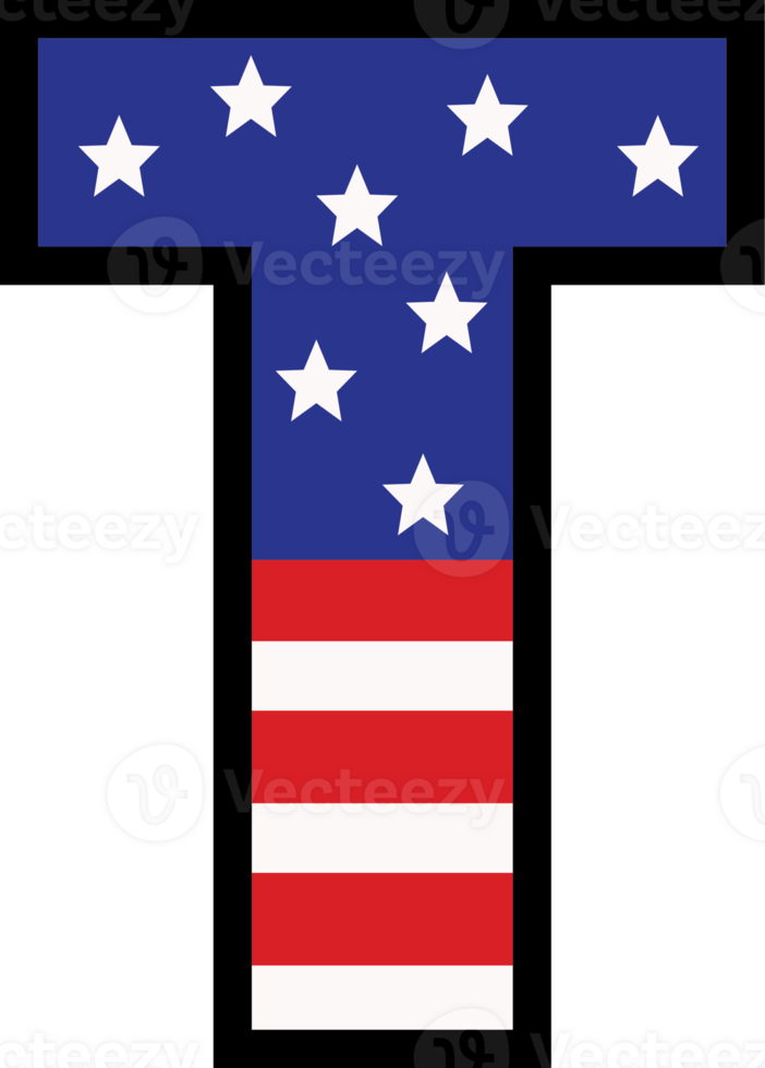 American flag alphabets and number 4th of July Indedendence day png